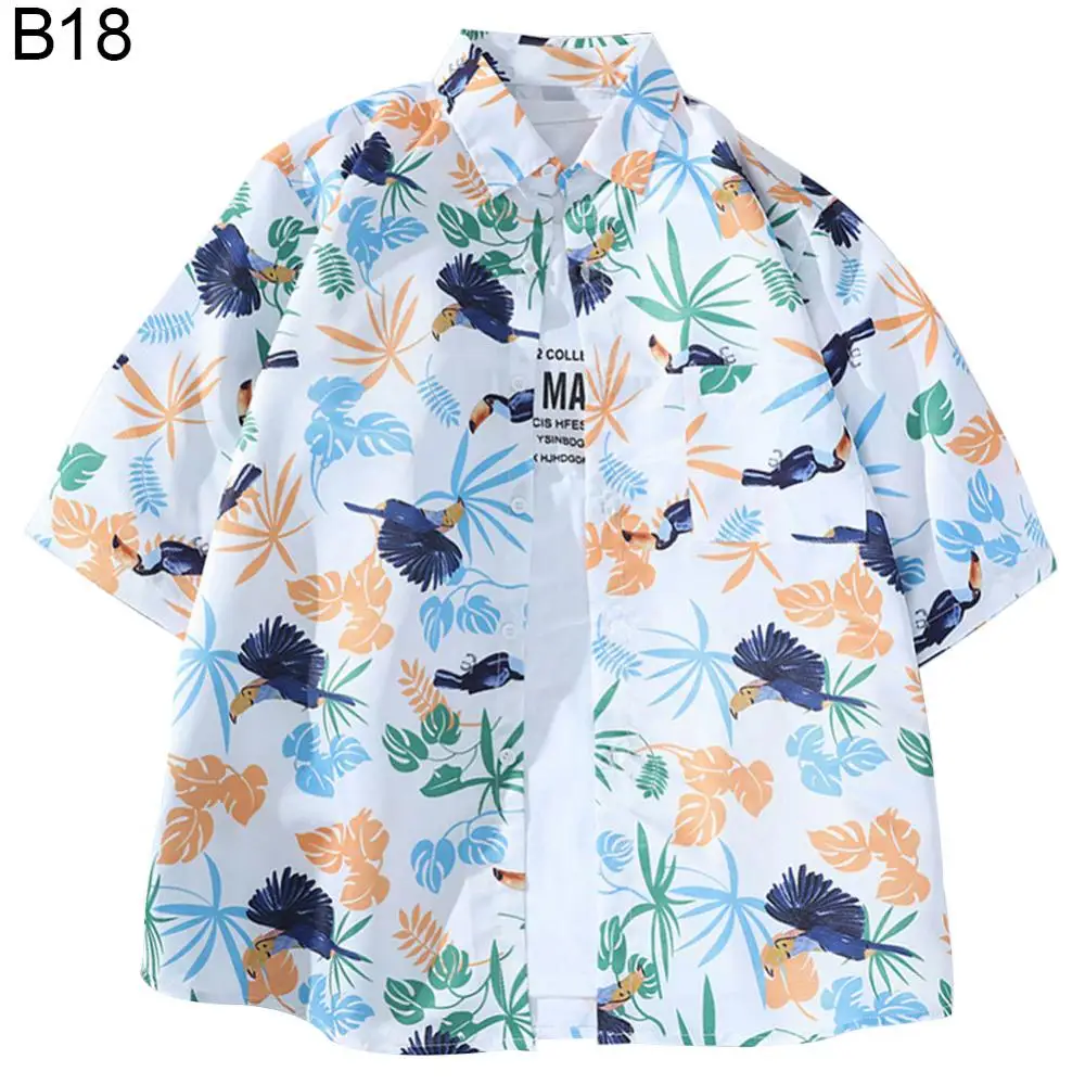 Camisa Aloha hawaiana Floral para hombre, ropa de playa de manga corta, secado rápido, informal, con botones, para vacaciones, verano, 2022