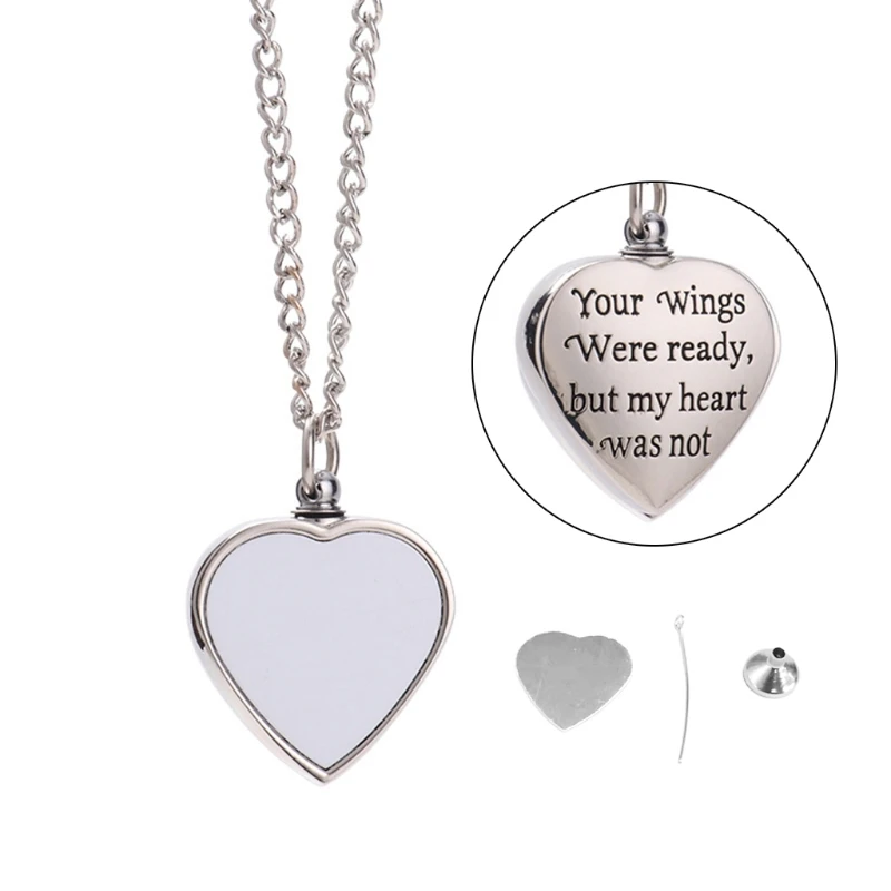 Cremation Jewelry for Ashes Pendant Sublimation Pet Heart Urn Necklace Memorial Jewelry for Pet/Dog\'s Ashes