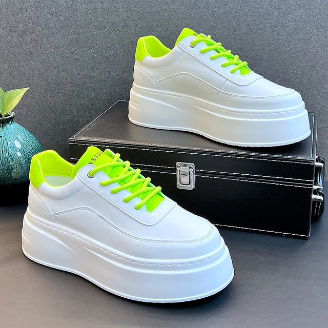 White Men s Height Increasing Shoes 2024 New Fashion Breathable Thick Soled Flat Shoes Trend Versatile Casual Board Shoes AliExpress