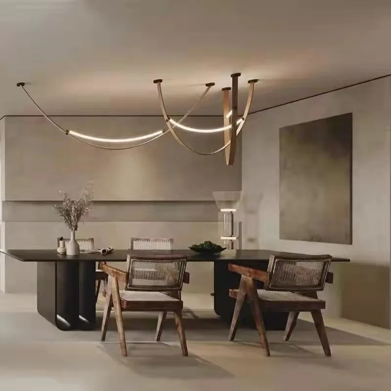 Simple brown leather pendant light, living room, dining room, bar, island, LED bar pendant light, bedroom, attic hanging light