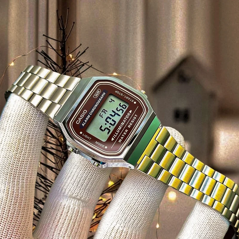 ساعة كاسيو أصلية للرجال كوارتز جديدة مربعة الشكل ومنبه طاقة كرونوغراف وساعة رقمية مقاومة للماء