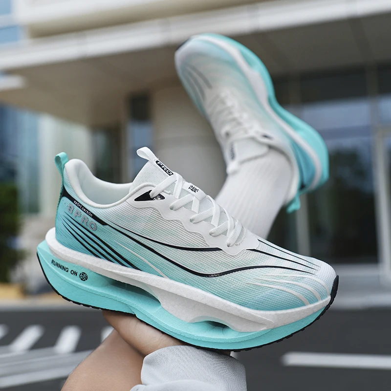 

Sports and leisure shoes, men's shoes, marathon oversized air cushioned shoes, fly woven all season rubber, wear-resistant, anti