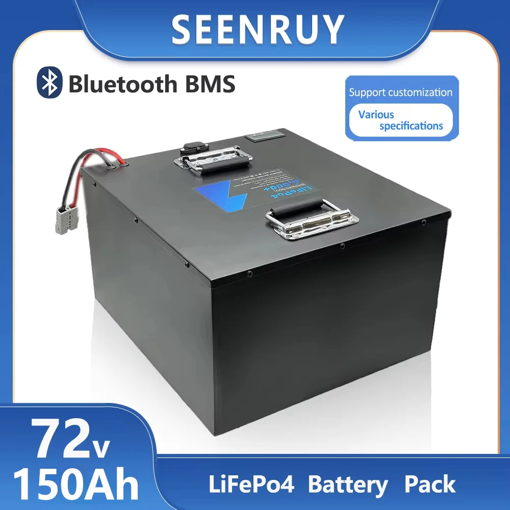 

Аккумуляторная батарея LiFePO4 72В 150Ач с опциональной Bluetooth BMS для гольф-каров, мотоциклов, погрузчиков и грузовиков, с зарядным устройством 10А