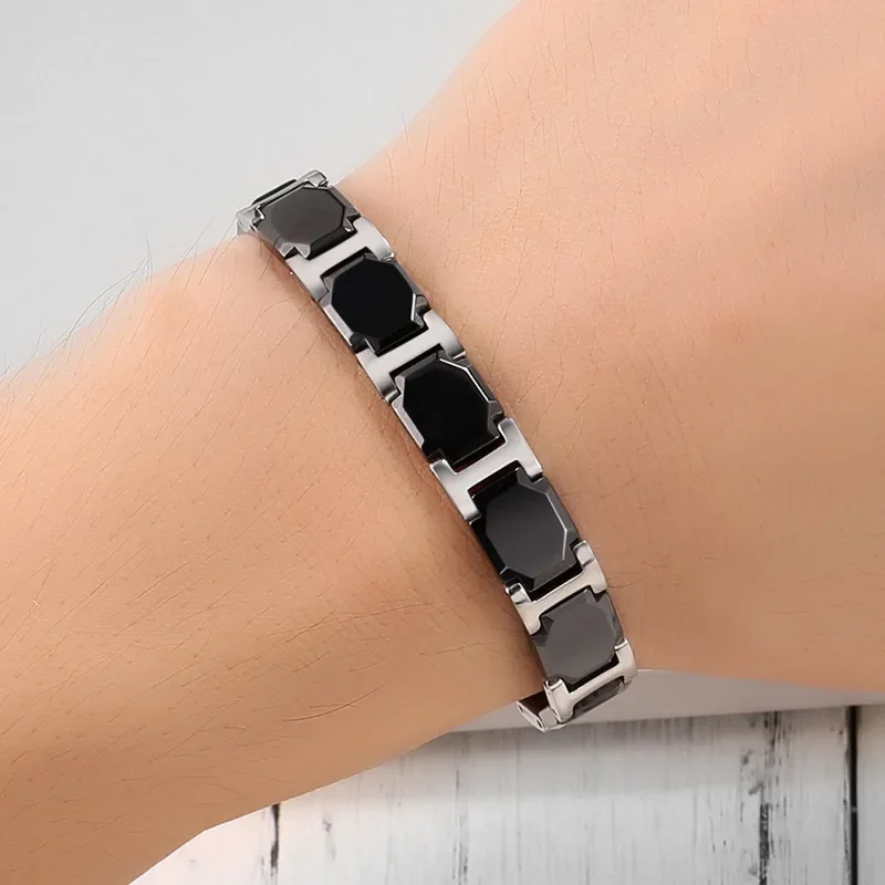 Ceramic Titanium Bracelet Half Moon Arc Hematite Magnetic Health Stainless Steel Bracelet