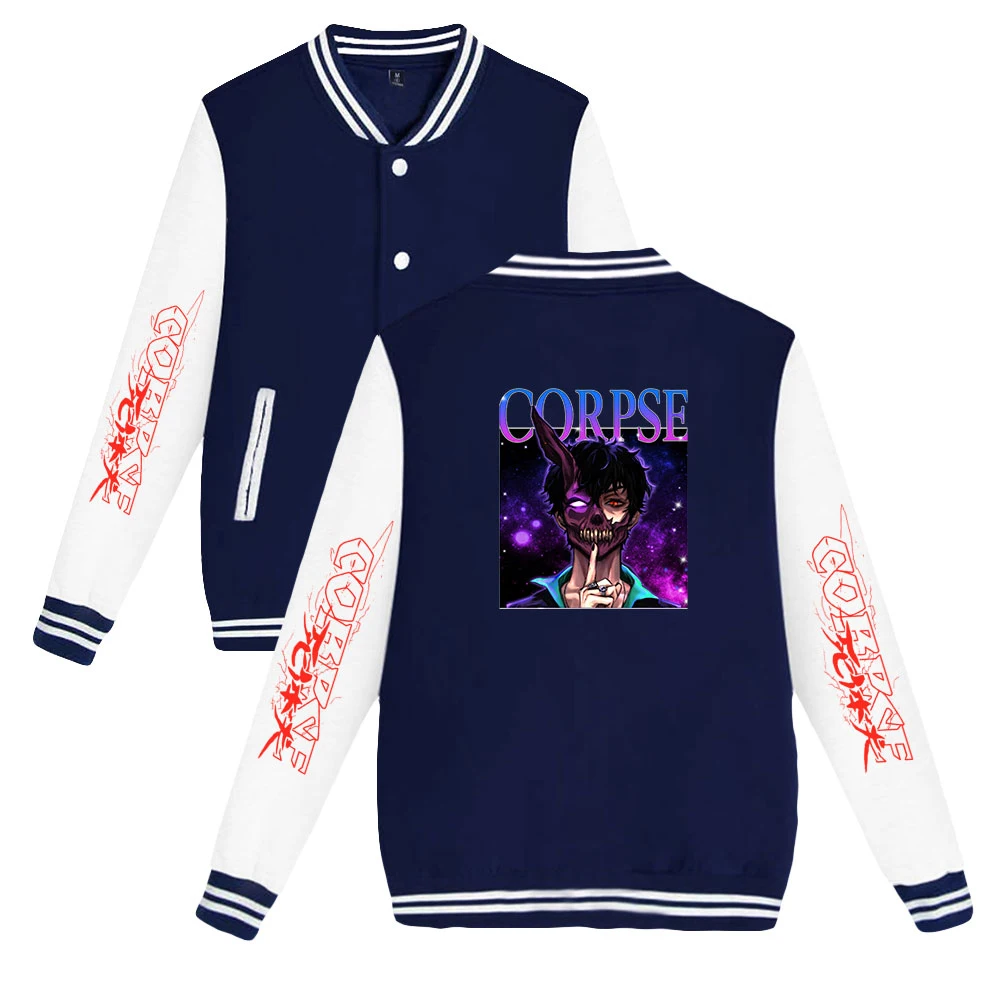 

New Corpse Husband Merch Tracksuit Baseball Jacket Women Men Jackets Harajuku Streetwear 90s Social Star teenagers Clothes