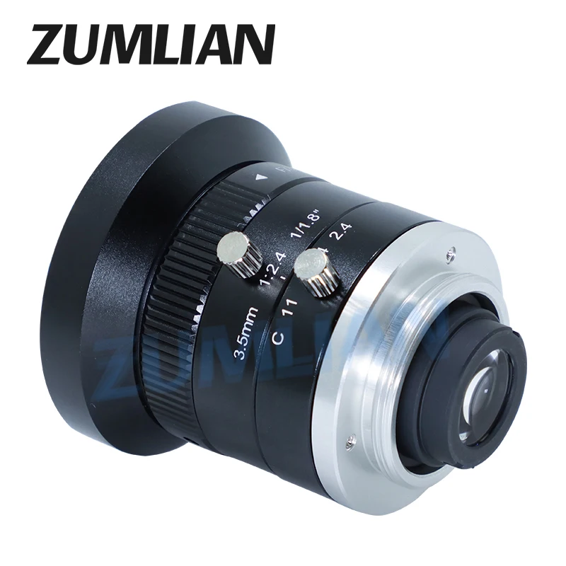 2MP CCTV lens 3.5mm F2.4 Large Wide Angle C-Mount Machine Vision Lens Manual Iris FA Lens for Industrial Camera Low Distortion