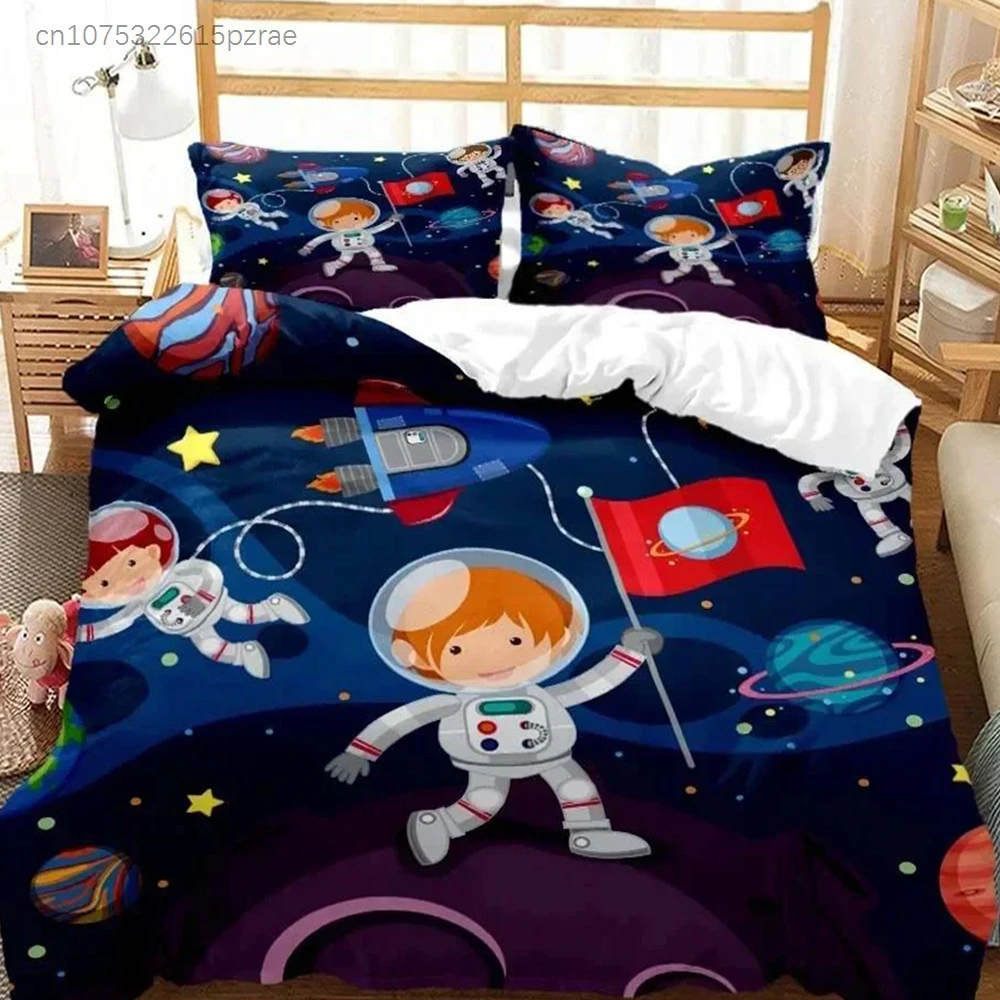 Cartoon Astronaut Digital Bedding Set Bedroom Soft Modern Bedspreads Comefortable Kids Duvet Cover Quilt Cover And Pillowcase