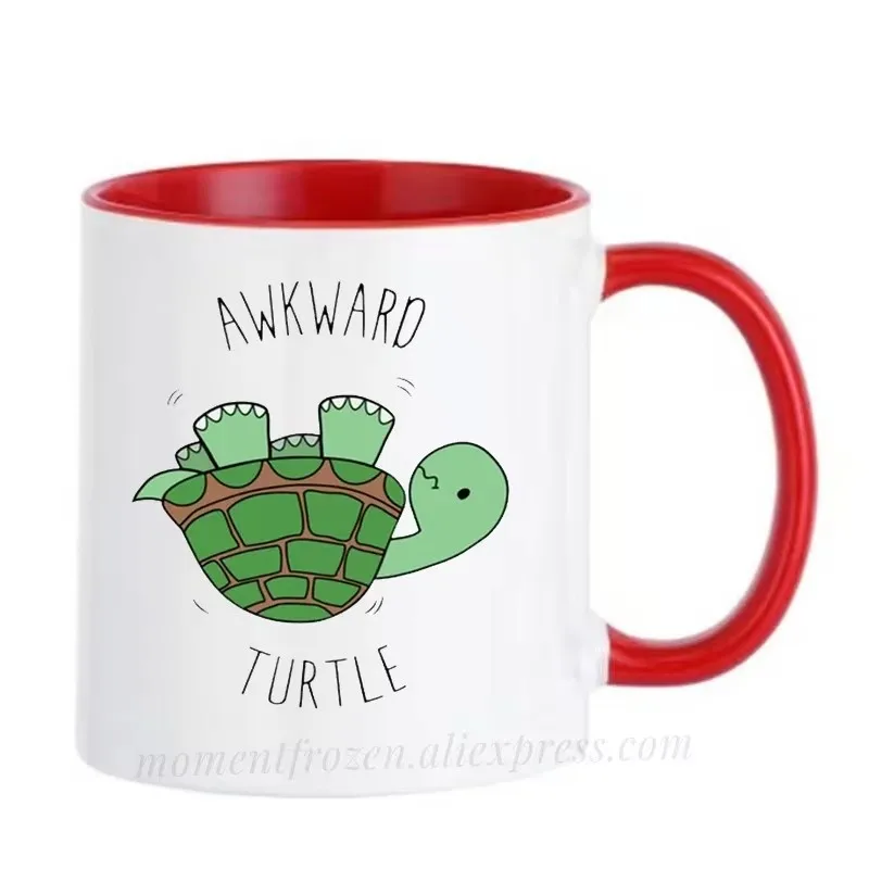 Awkward Total Turtle Cups Cafe Caffeine Cocoa Tea Coffee Mugs Friend Gifts Home Decal Tableware Coffeeware Teaware Drinkware