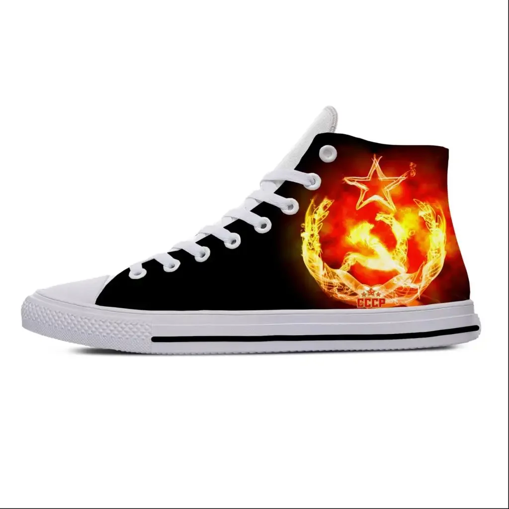 

CCCP Russian Russia USSR Soviet Union Cool Funny Casual Cloth Shoes High Top Lightweight Breathable 3D Print Men Women Sneakers