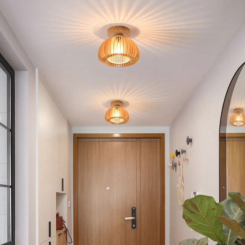 北欧 LED シーリングライト廊下通路廊下シャンデリア照明リビングルーム寝室木製ボディ天井ランプ家の装飾