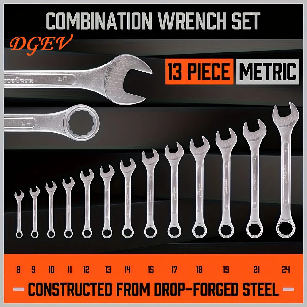 DGEV26-Piece High-Strength Combination Wrench Set, Professional Mechanic Tool Kit, Precision Wrench Designed for Car Maintenance