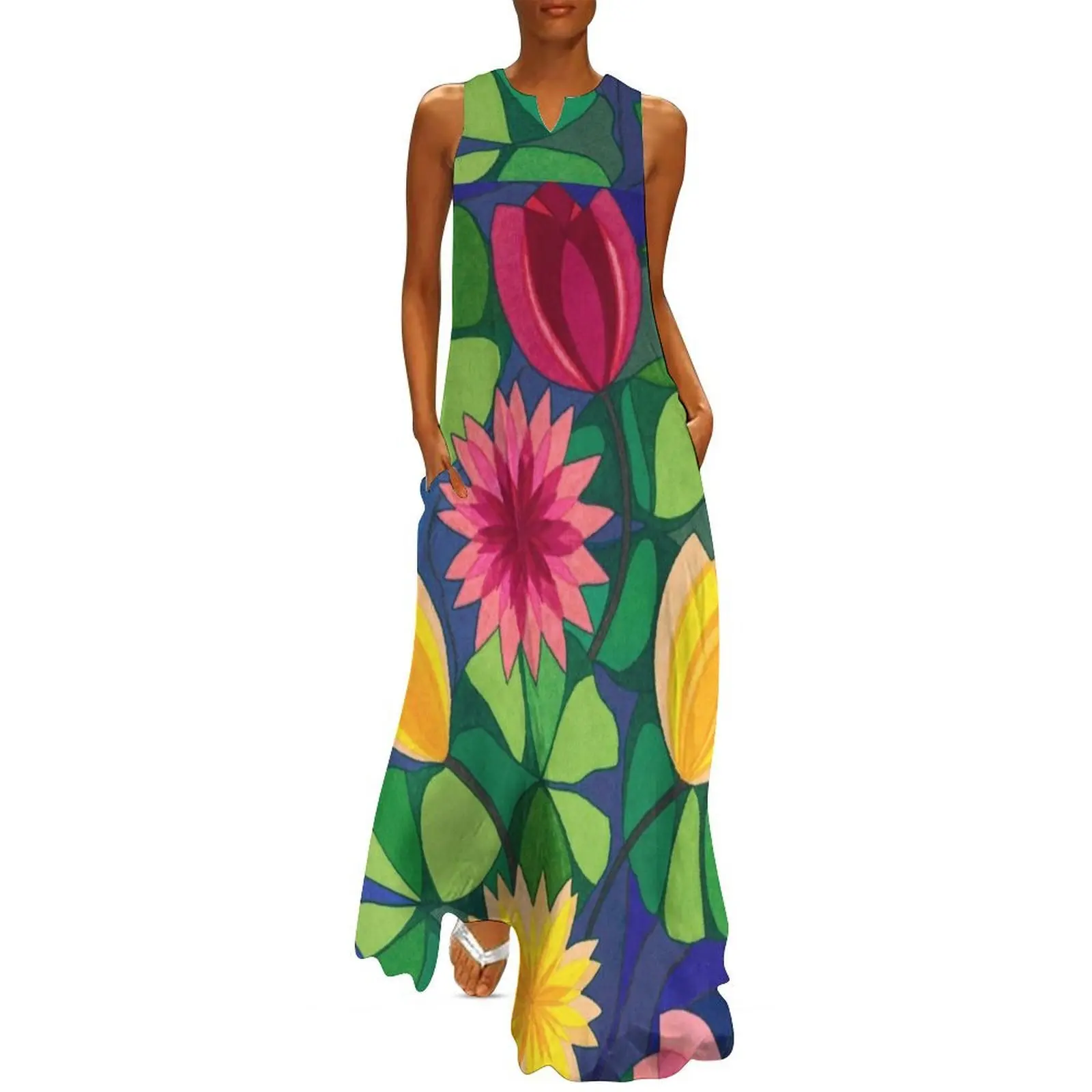 

Water Lilies Long Dress women's dresses luxury Beachwear Women's clothing wedding dresses for woman