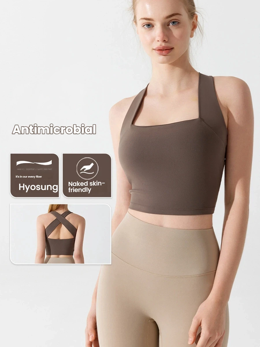 

Women's Longline Sports Bra Breathable Yoga Top with High Support Seamless Workout Vest for Pilates Gym Fitness Woman Clothing