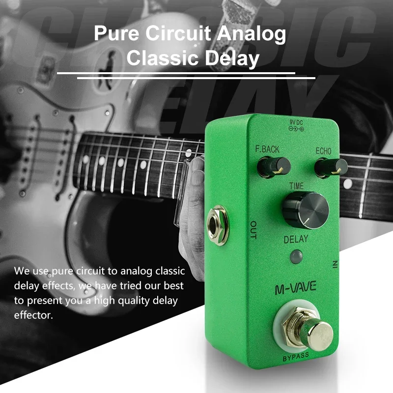 M-VAVE DELAY Analog Classic Delay Echo Guitar Effect Pedal Zinc Alloy Shell True Bypass Guitar Pedal Guitar Parts & Accessories