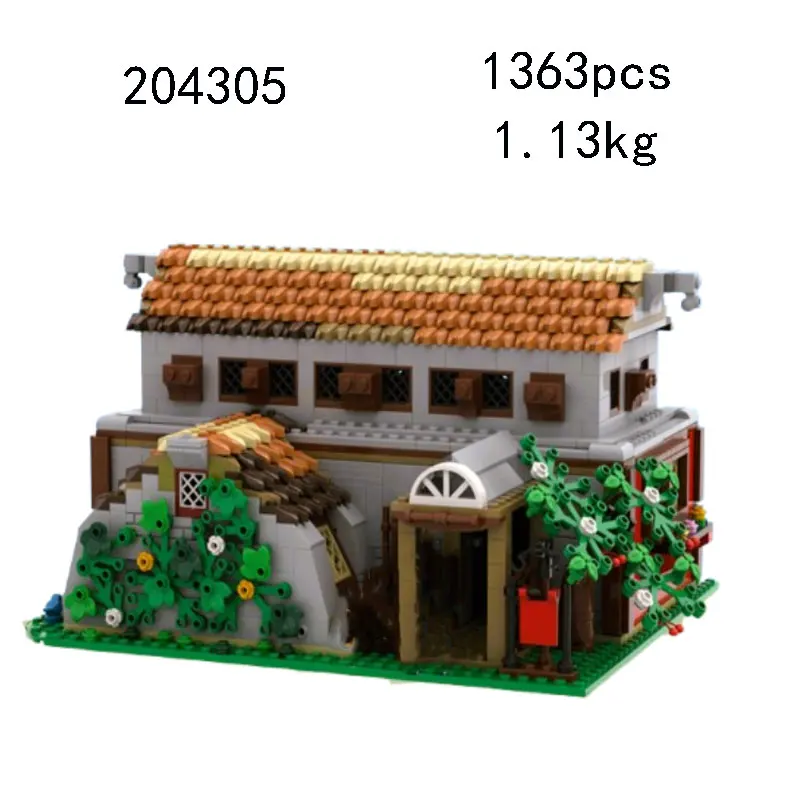 MOC-204305 1363pcs Middeleeuwse Architectuur DIY Kleine Deeltje Montage Bouwstenen Educatief Speelgoed Model Gift Set Ornament