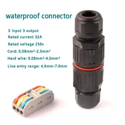 IP68 Waterproof Electrical Wire Connector - 2/3Pin Wire Cable, Outdoor Plug, Straight Quick Push-in Terminal Block Conductor