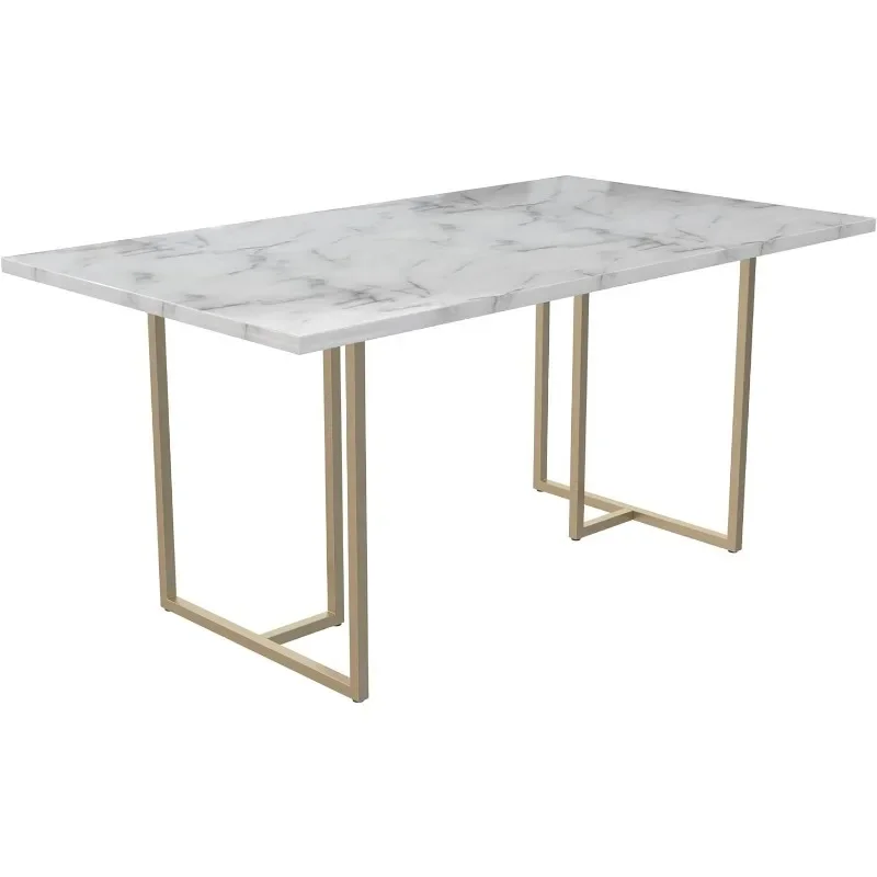 Eettafel, 64 In X 36 In X 30 In, Wit/Zwart, Keukentafel