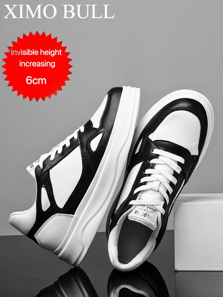 

XIMO BULL Black and White Two-tone Men's Sports Shoes, Casual Cool Walking Sports Shoes, Good Street Breathable Sports Shoes