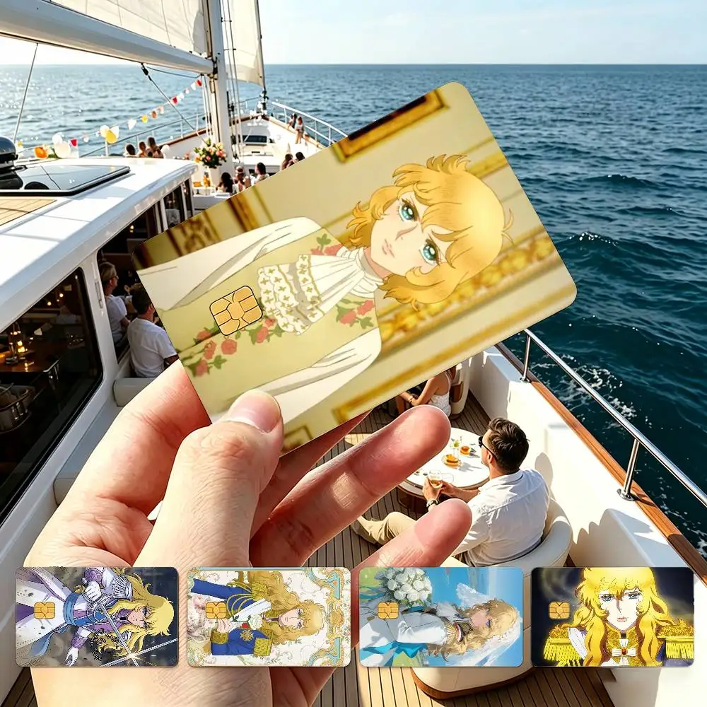 Rose of V-Versailles Lady Oscar Laser Credit Card HD Stickers Small Chip Waterproof Sticker Game Card Decal Gift