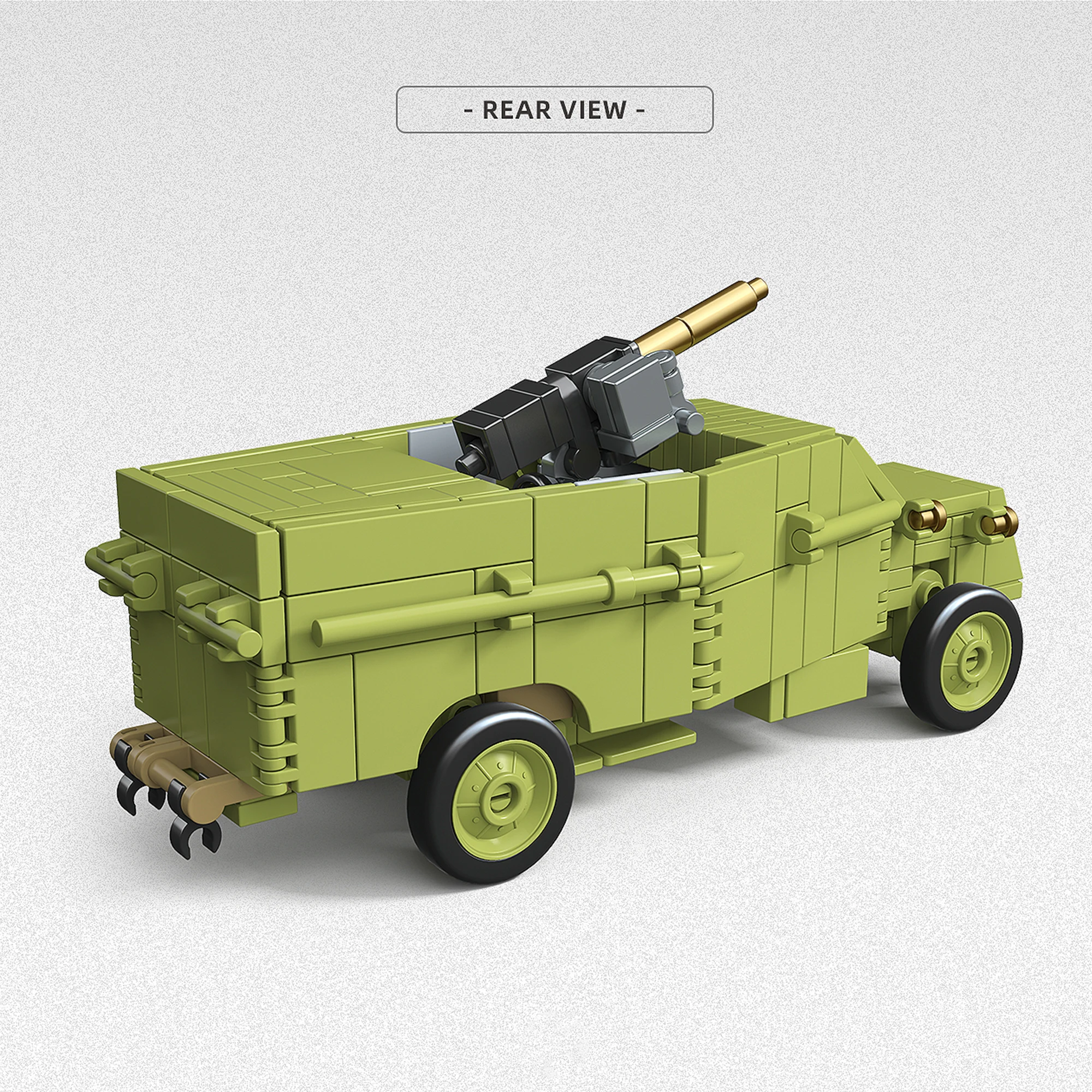 295 Buah Blok Bangunan Truk Lapis Baja Militer Seri Inggris Kendaraan Lapis Baja Anti-pesawat Mainan Bata untuk Hadiah Anak Laki-laki Dewasa