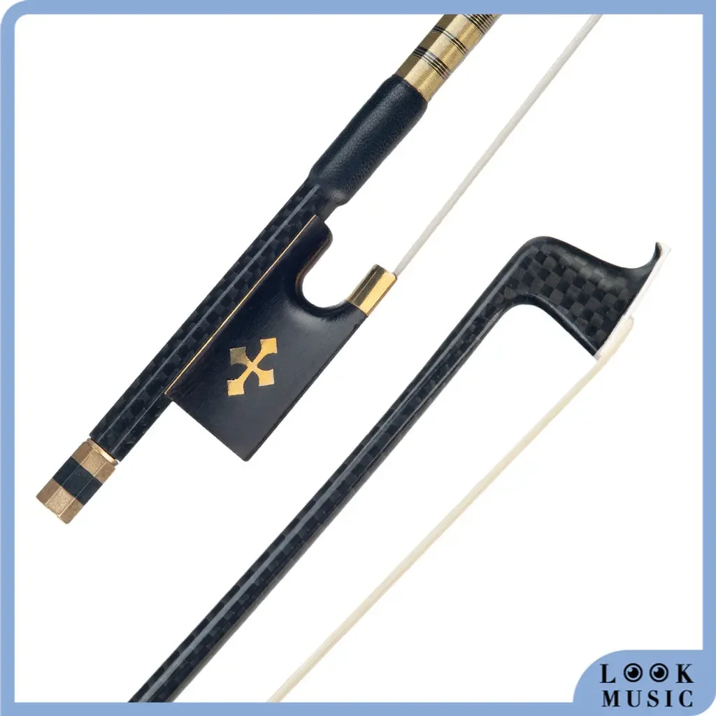 LOOK Advanced Carbon Fiber 4/4 Violin Bow Grid Carbon Fiber Round Stick With Ebony Frog Well Balance