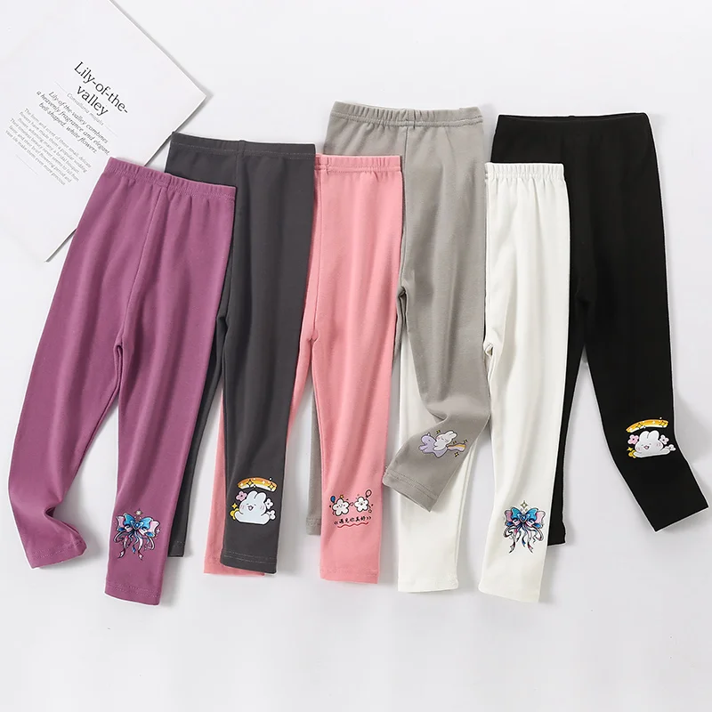 【LF】Детские леггинсы 100-160 см, хлопковые брюки из лайкры для девочек, эластичные брюки на весну