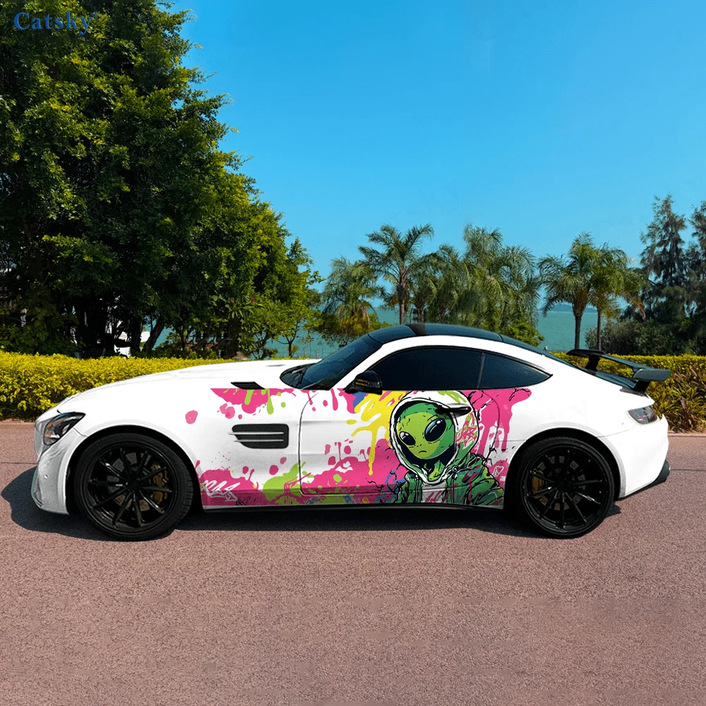 

Green Alien Colored Splatter Car Vinyl Wraps Decal Self-adhesive PVC Sticker Suitable for Trucks SUV Decor Auto Accessories Gift