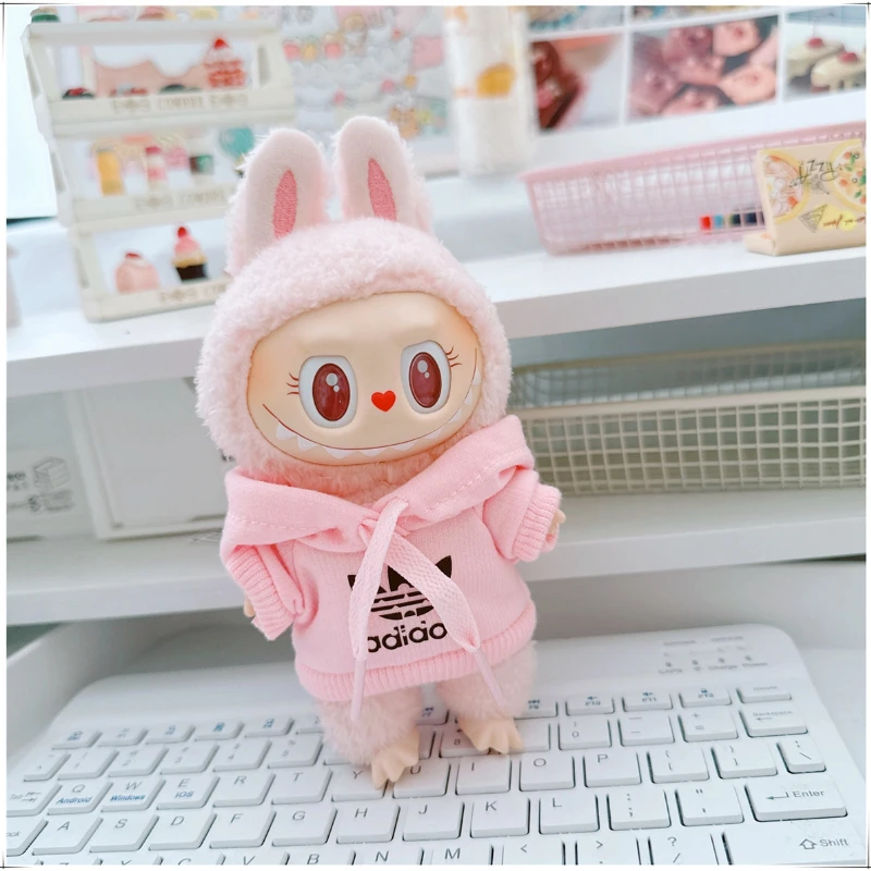 Heißer Labubu Puppe Kleidung V1 V2 V3 Mode Niedlichen Hoodie und Hosen Set Koreanische Idol Mode Macaron Farbe Zubehör Spielzeug Auf Lager