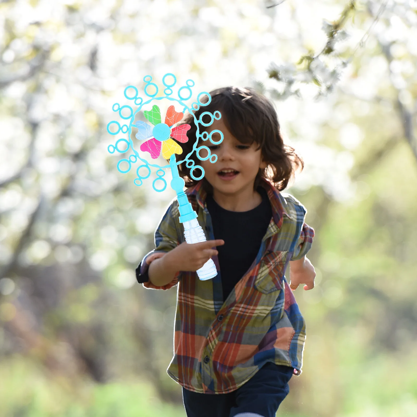 Handheld Windmill Bubble Blower Portable Cartoon Style Easy to Use No Strange Smell for Children's Knowledge and Joy