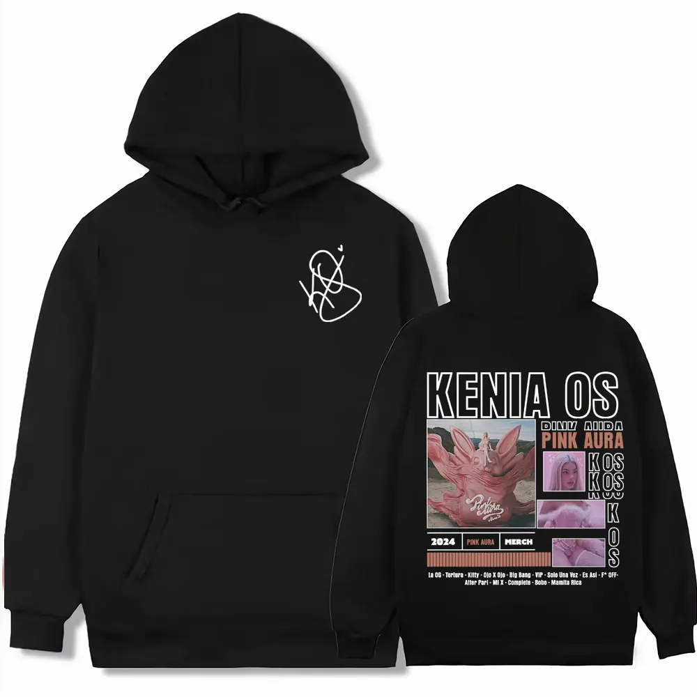 

RappSinger Kenia Os Pink Aura Album Tour 2025 Graphic Hoodies Men Women Hip Hop Sweatshirt Casual Long Sleeve Street Hoodie Tops