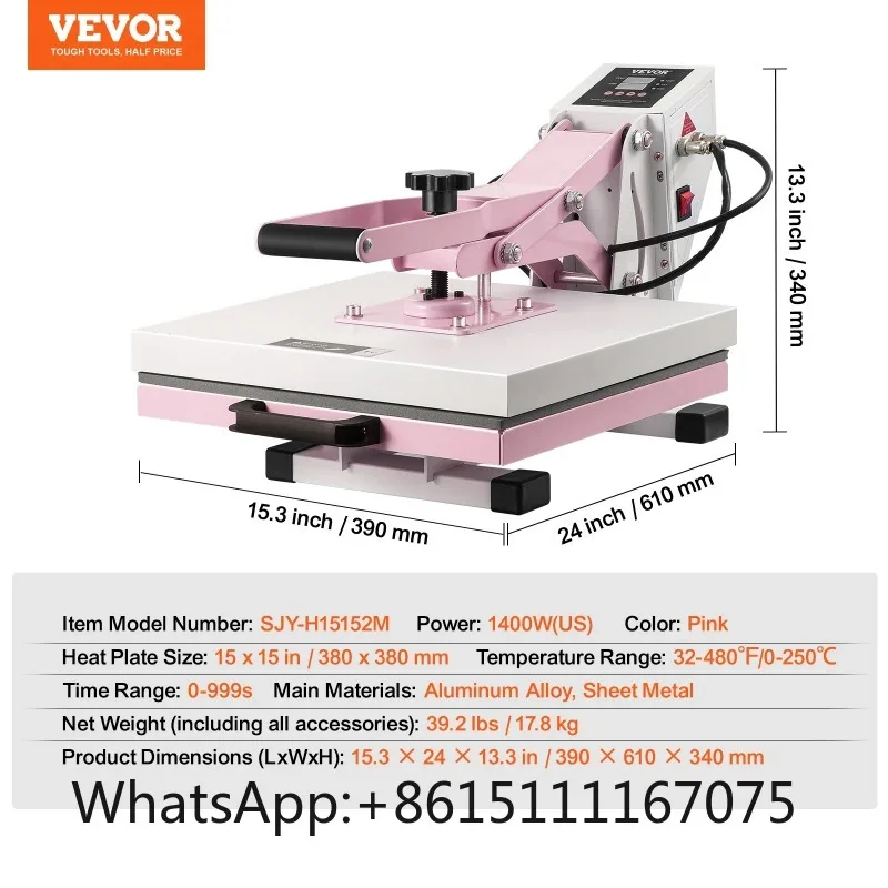 Slide-out Heat Transfer Press 15×15in SucceBuy Heat Press Machine Equipped With 2-Layer Insulation Cotton