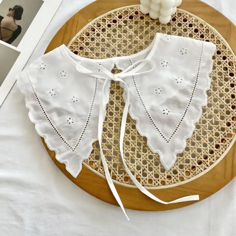 

U90E 29 Styles Women Sweet Girls Detachable Collar Shawl Elegant Hollow Out Embroidery Floral Lace Scarf Lace-Up Bowknot Capelet