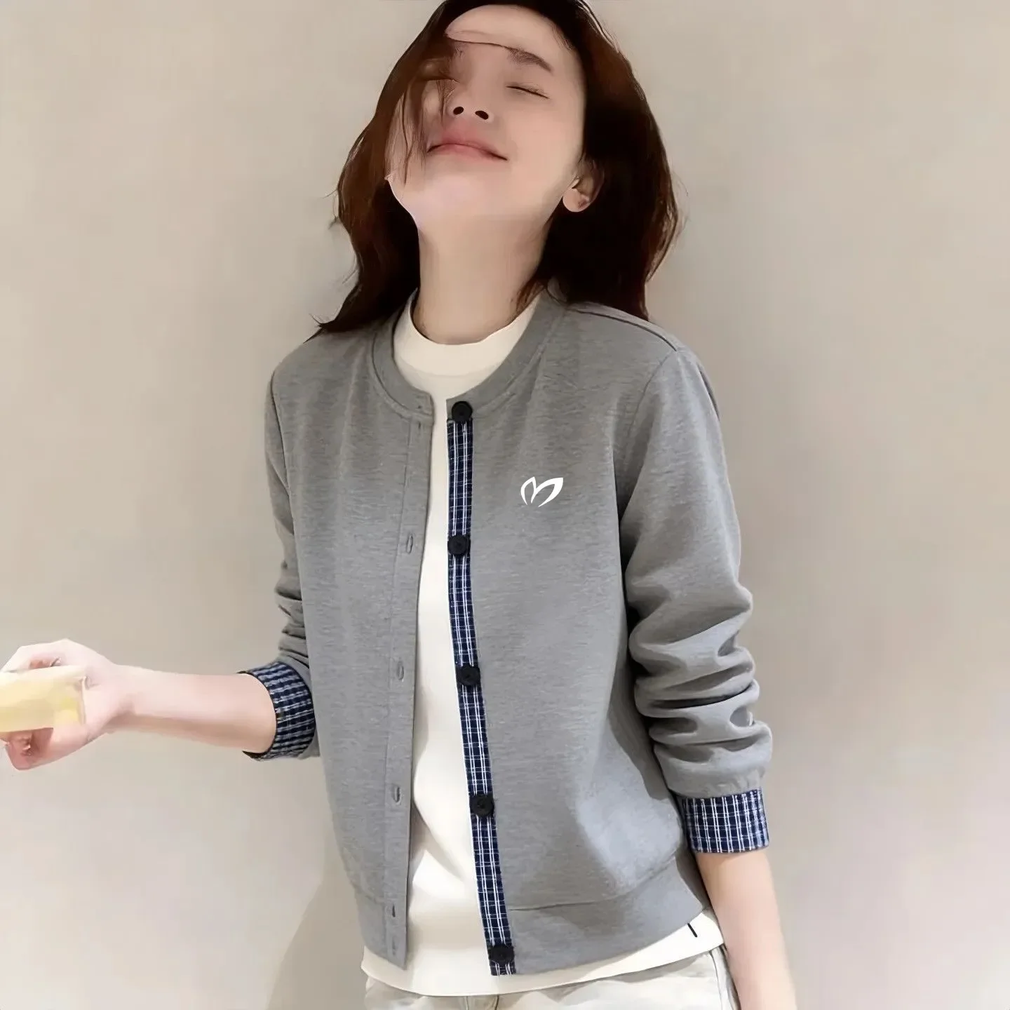 Golf grid splicing design casual hoodie cardigan women's golf 2026 Spring and Autumn new high-quality jacket jacket New cardigan