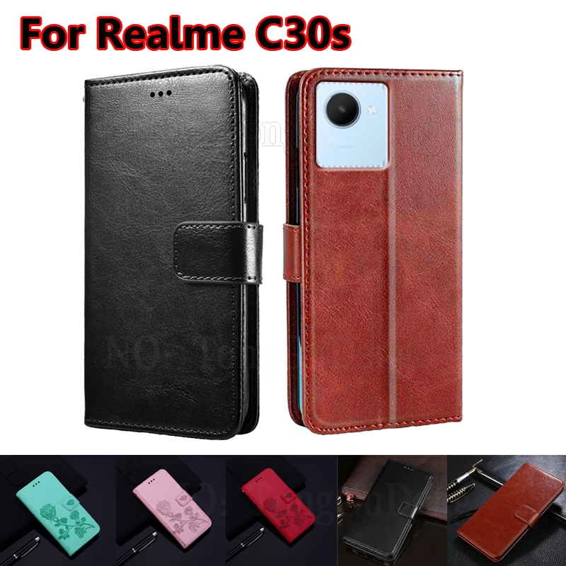 

PU Leather Case For Carcasa Realme C30s RMX3690 Funda Wallet Flip Phone Cover For Realmi C30 RMX3581 C30S C31 C33 C35 Etui Coque