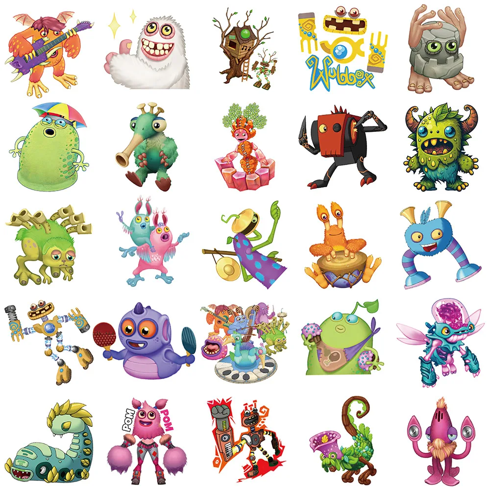 10/50PCS Game My Singing Monster Stickers Cartoon Decals Kids Toys Phone Guitar Luggage Skateboard Bike DIY Sticker Graffiti