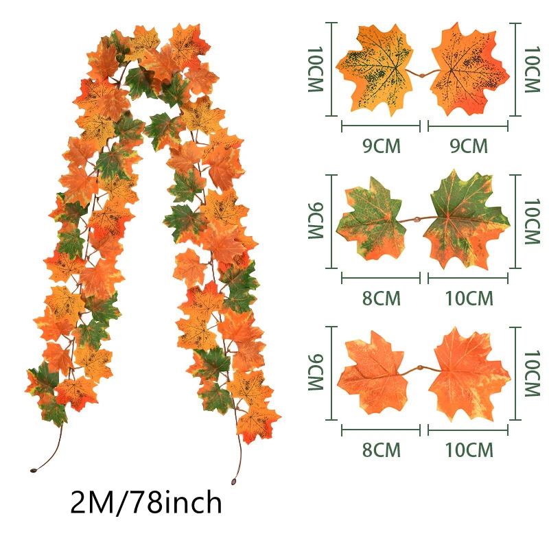 200CM Herbst Künstliche Ahornblatt Kranz Gefälschte Blatt Pflanze Rebe Wohnkultur Garten Halloween Wand Im Freien Türen Fenster Dekoration