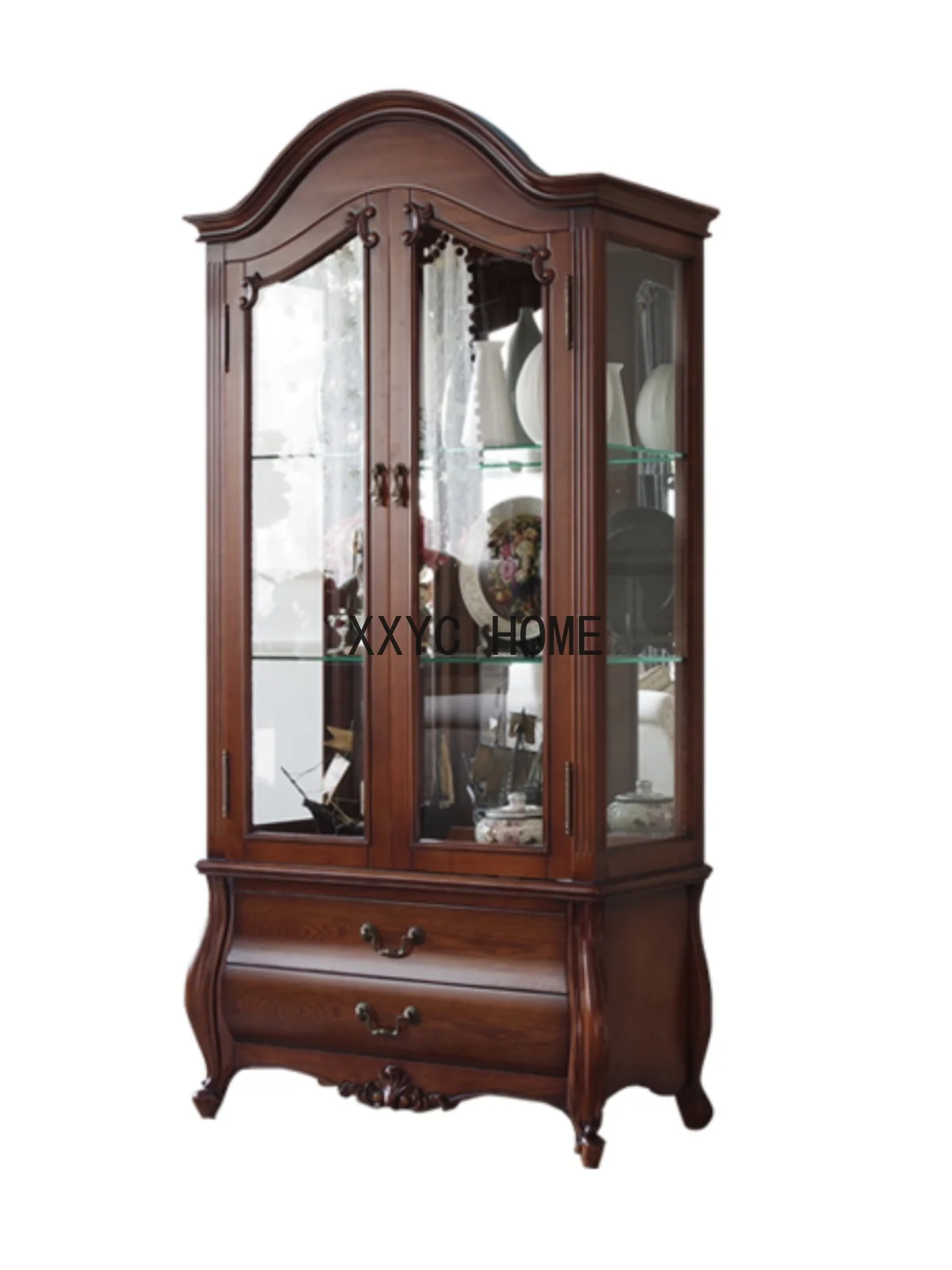 American Retro Living Room Wine Cabinet Double Door TV Wall Combination