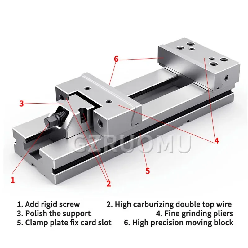 Tornillo de banco de precisión de 4/5/6 pulgadas, abrazadera de Banco plana combinada, accesorio de gran apertura, aplicable a varios equipos CNC, centro de mecanizado