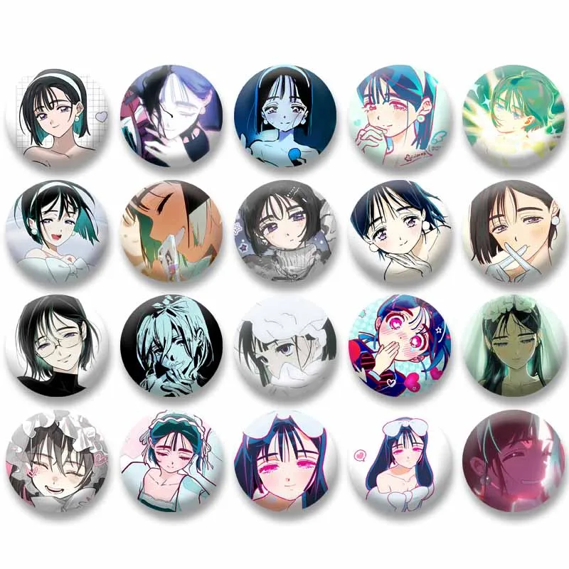 Broche de Menina Anime, Pin Redondo de Personagem de Mangá Fofo, Broche Kawaii para Mochilas e Roupas, Presente Colecionável para Fãs de Anime
