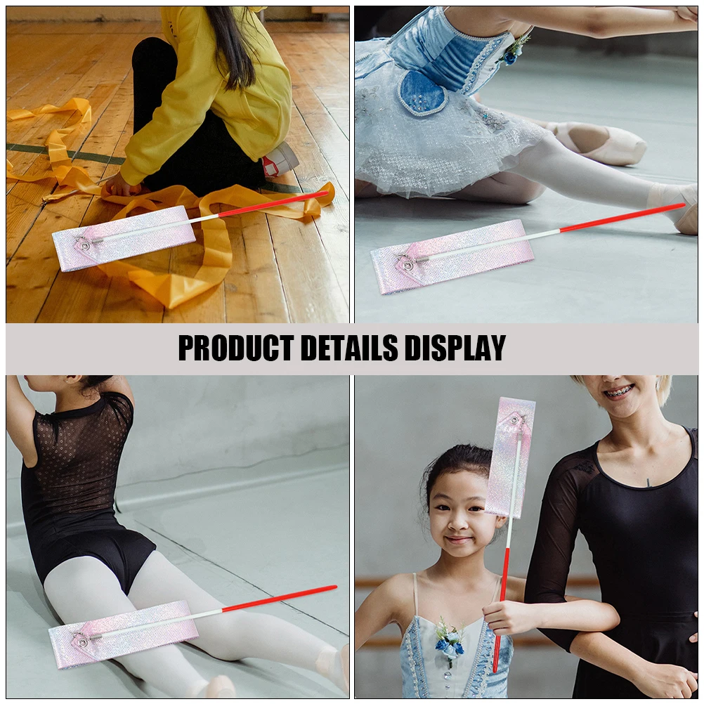 

2pcs 2 Meter Flashing Star Ribbons Gymnastics Dance Streamers Fitness Training Performance Party Decorative Wand Red for Kids