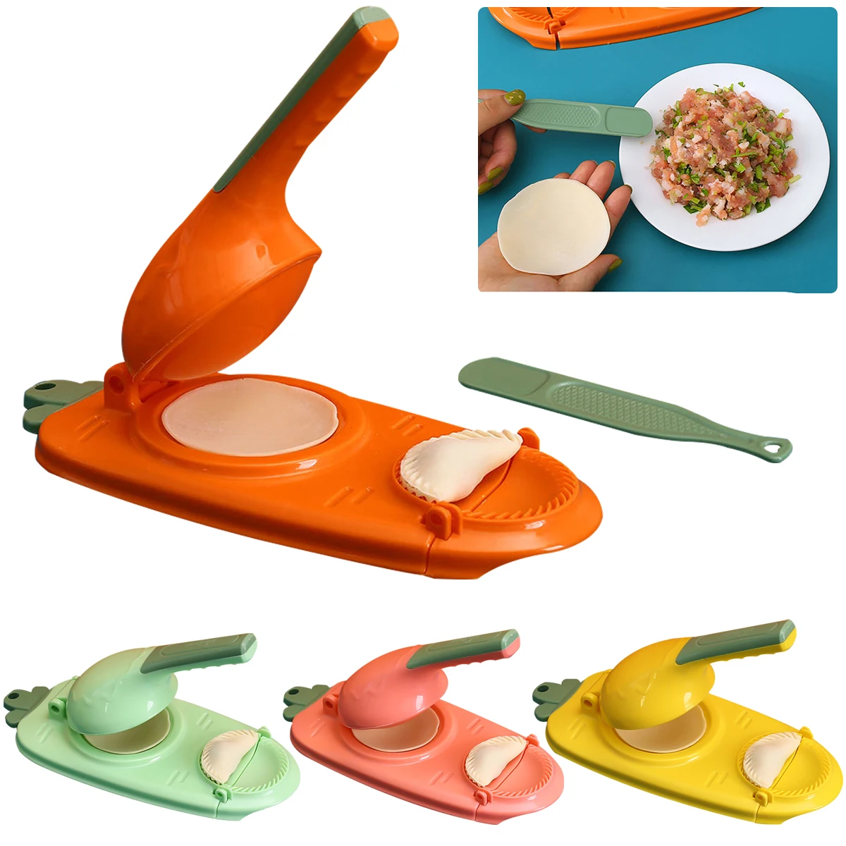 2 In 1 Dumpling Maker Mold Dumpling Skin Wrapper Mould Dough Press Maker Pierogies Patties Kitchen Dumpling Making Tool