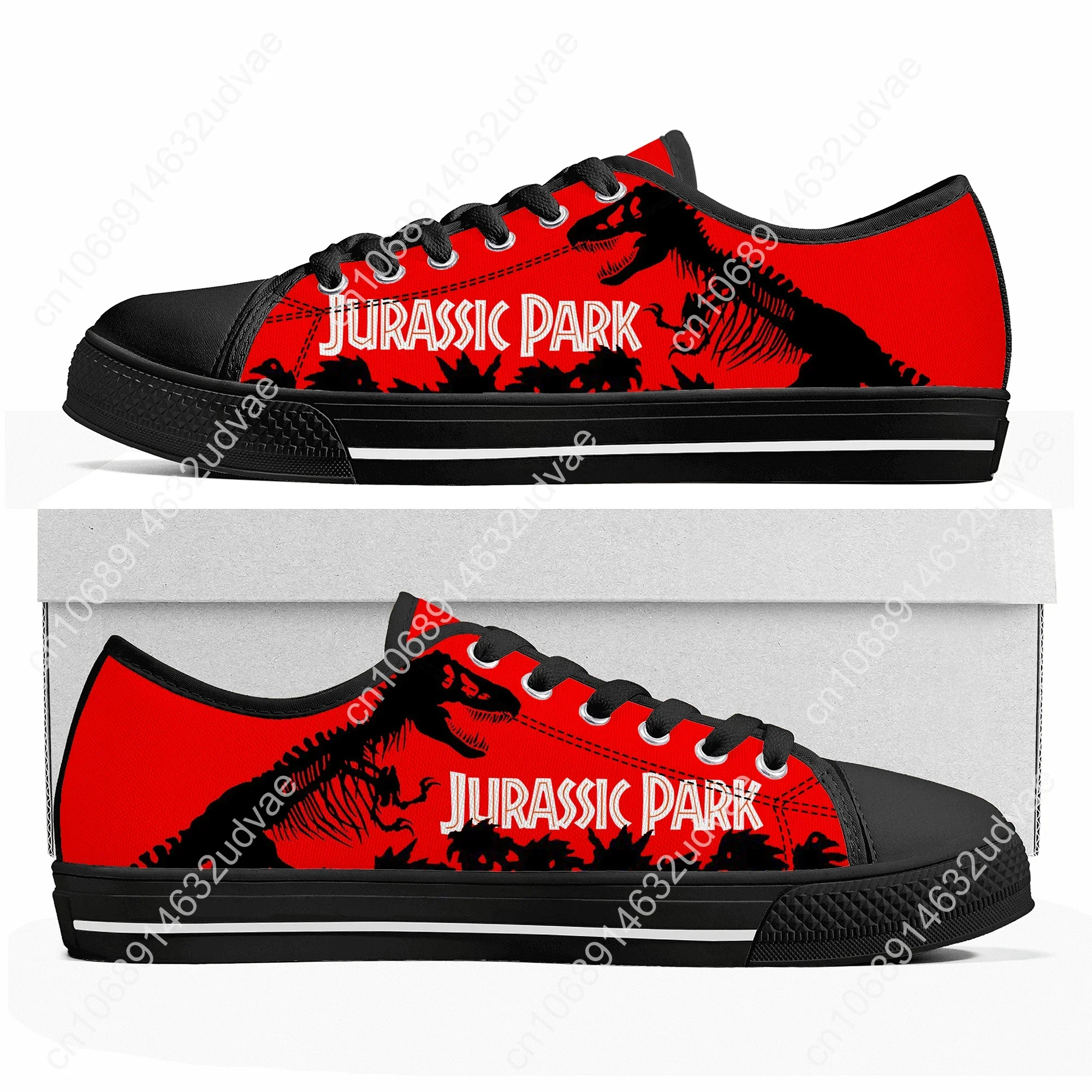 Cartoon Dinosaur World Jurassic Park Low Top Sneakers Mens Womens Teenager High Quality Canvas Sneaker Couple Shoes Custom Shoe