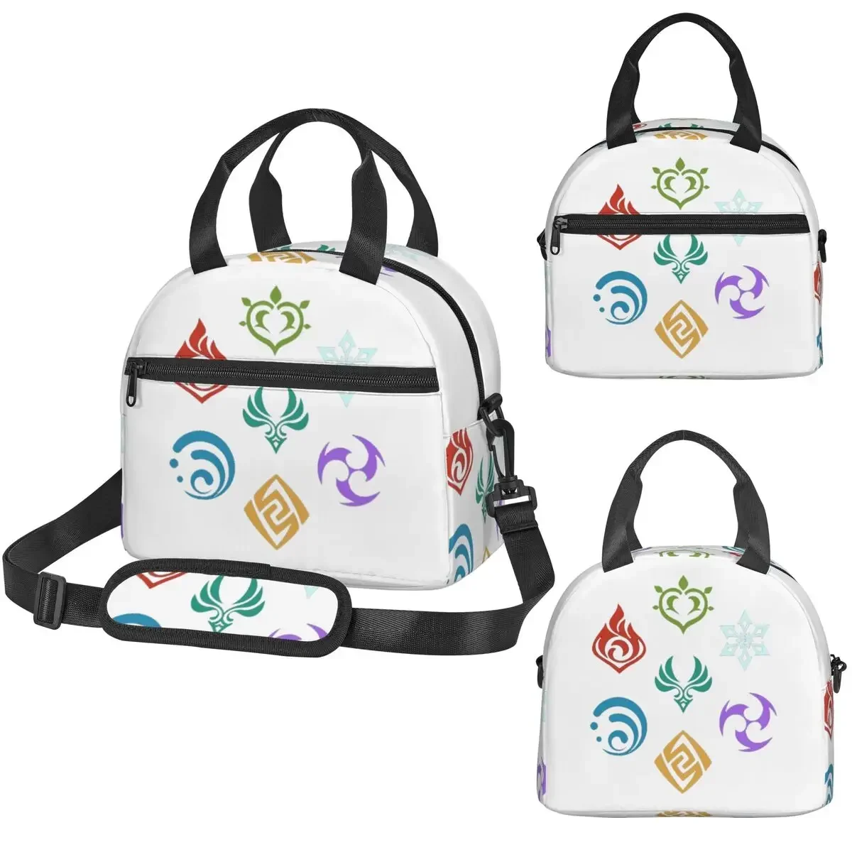 Genshin Impact AllElements Insulated Lunch Bag for Women Office Cooler Thermal Box Tote Portable Lunch Boxes