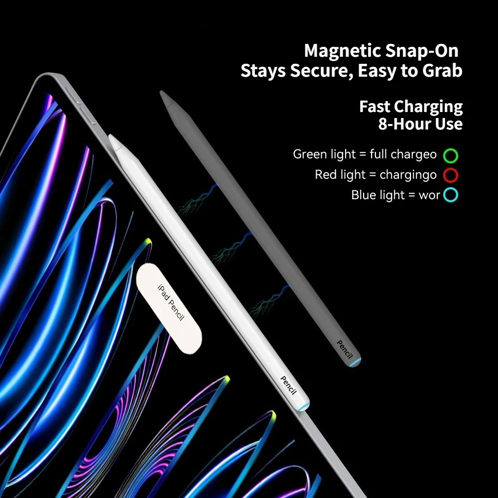 New Bluetooth Stylus for Apple iPad Pencil for iPad A16 11th Pro 13 M4 12.9 Air M2 11 10.9 Mini 7 6 5 Palm Rejection Touch Pen