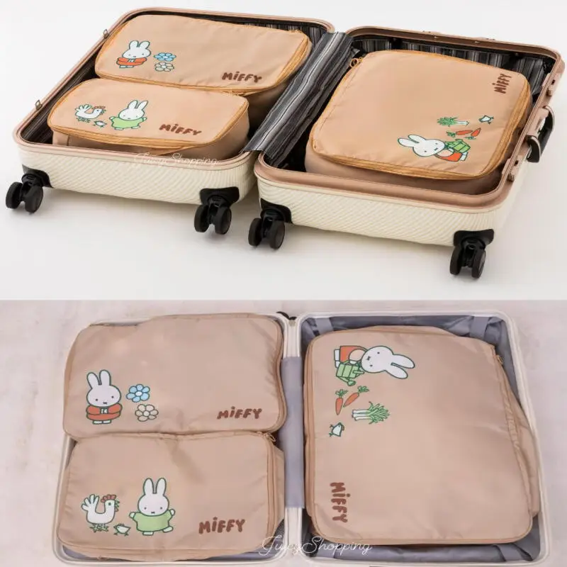 Cute Miffy Three Piece Storage Bag Ins Korean Fashion Luggage Sorting Bag Travel Clothing Packaging Bag Home Furnishings