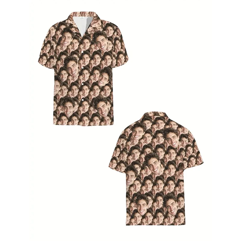 Print Your Face Photo On A Shirt Unisex Party Funny Custom Lapel Button Shirts Humour Unique Gift Summer Fashion Trend Blouse