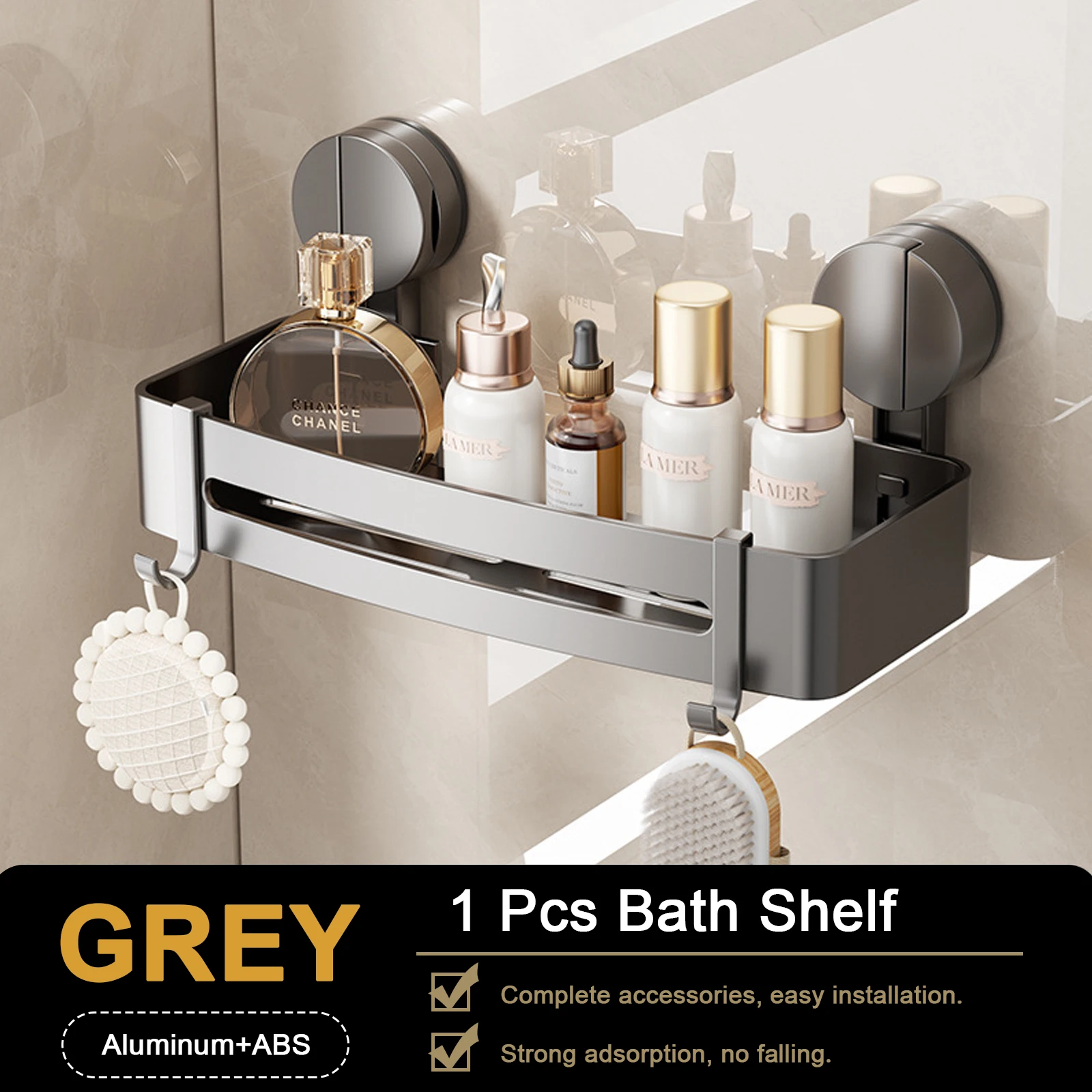 Badkamerplank voor douche Wandmontage Shampoofles Organisator Douche Hoekrek Opslag Ponsvrije badkameraccessoires
