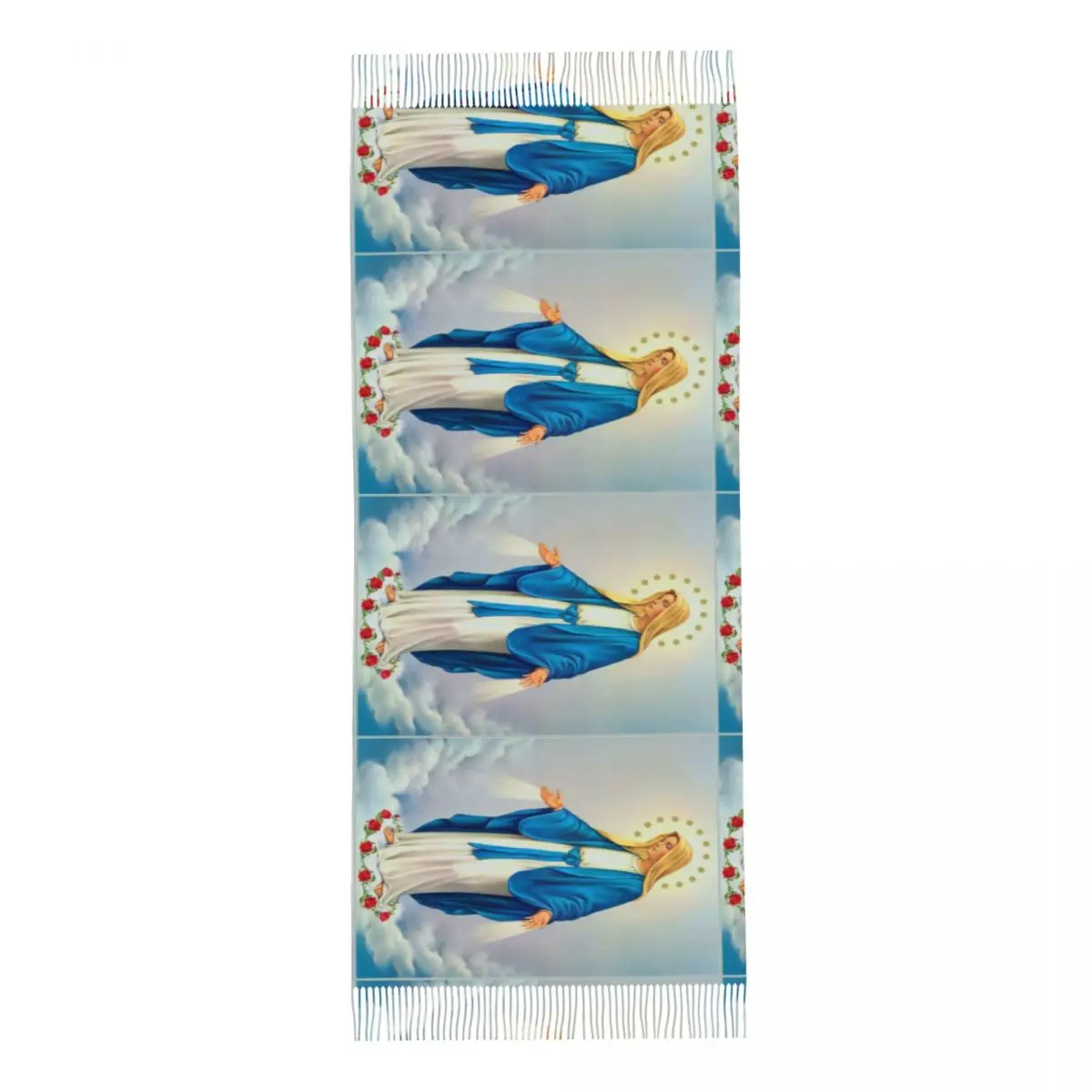 Virgin Mary Christian Catholic Shawls Wraps Women Winter Warm Long Soft Scarf Our Lady of Guadalupe Reversible Tassel Scarves