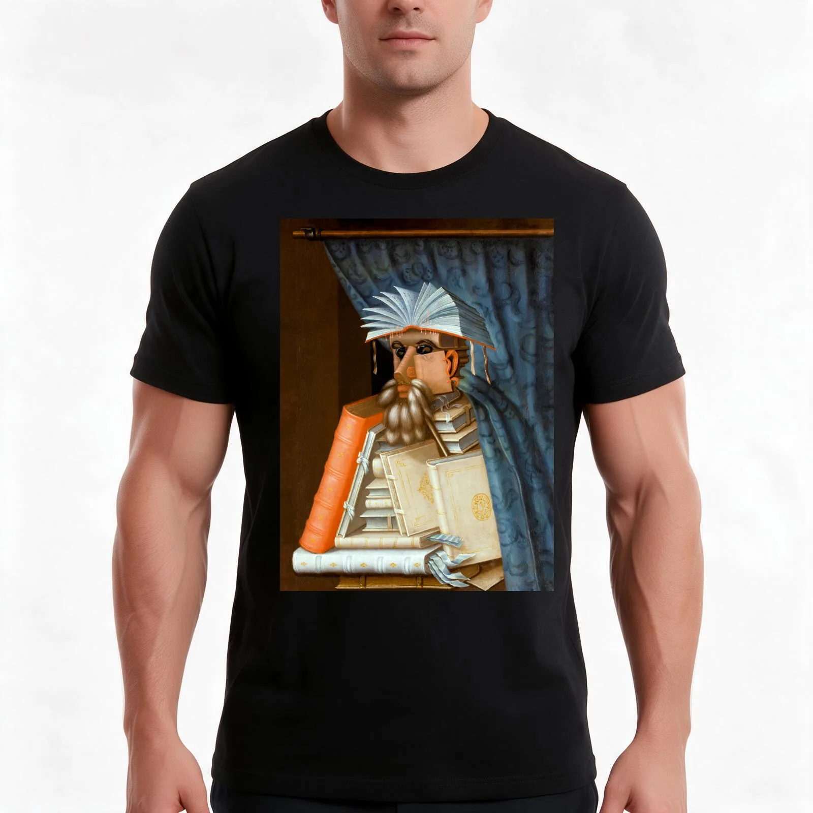 Giuseppe Arcimboldo The librarian T-Shirt, Summer Casual Cotton Tee, Oversized Streetwear Tops, Vintage Graphic Print