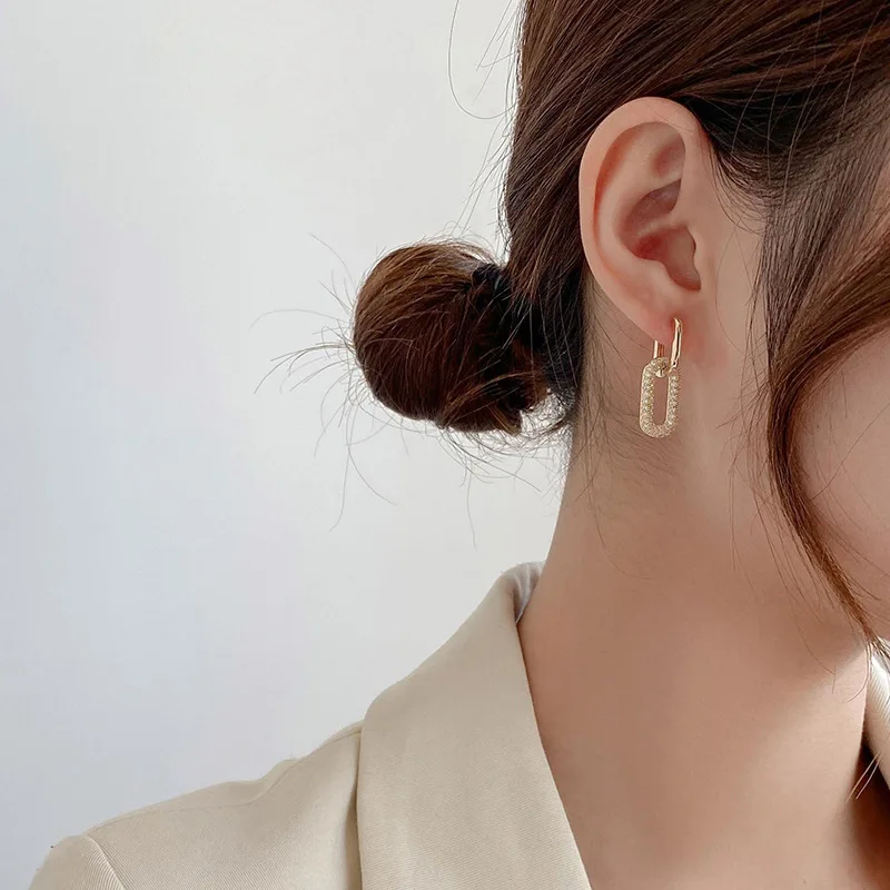 Retro Double Loop Design Drop Earrings Gold Silver Color Geometric Round Earrings for Women Girls Punk Hip Hop Fashion Jewelry G